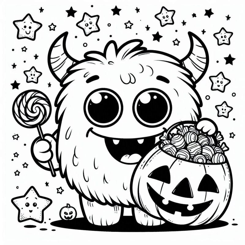 Desenho de Monstro Fofo para Colorir - Halloween