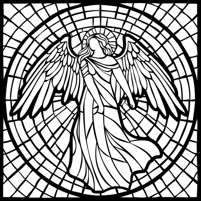 Desenho Angelical em Mosaico para Colorir