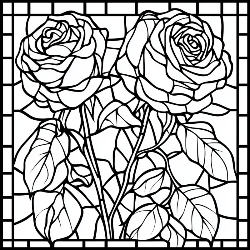 Desenho de Rosas em Estilo Mosaico Vitral