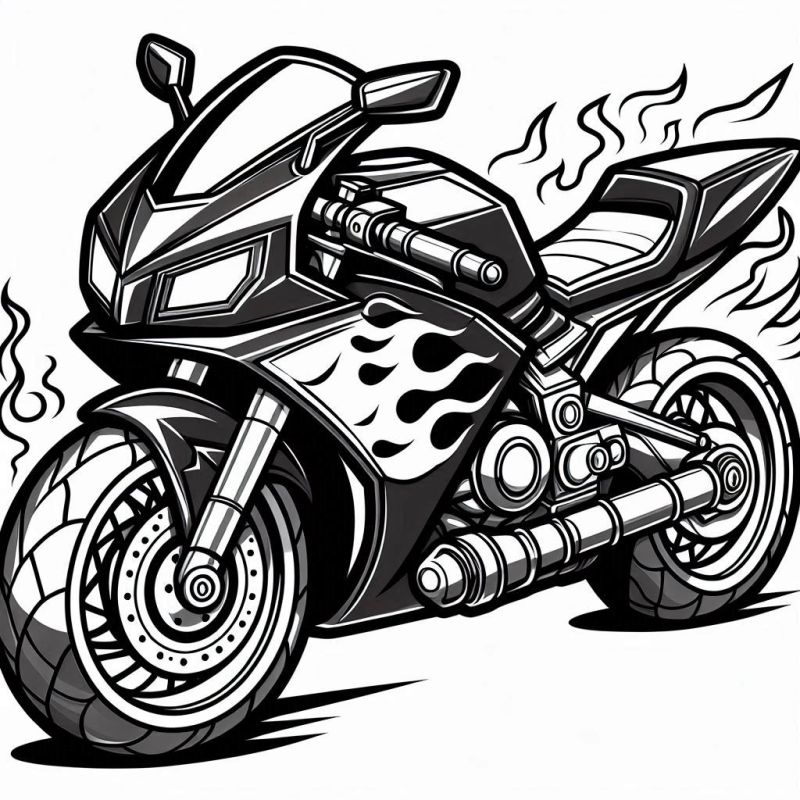 Desenho de Motocicleta Estilizada para Colorir