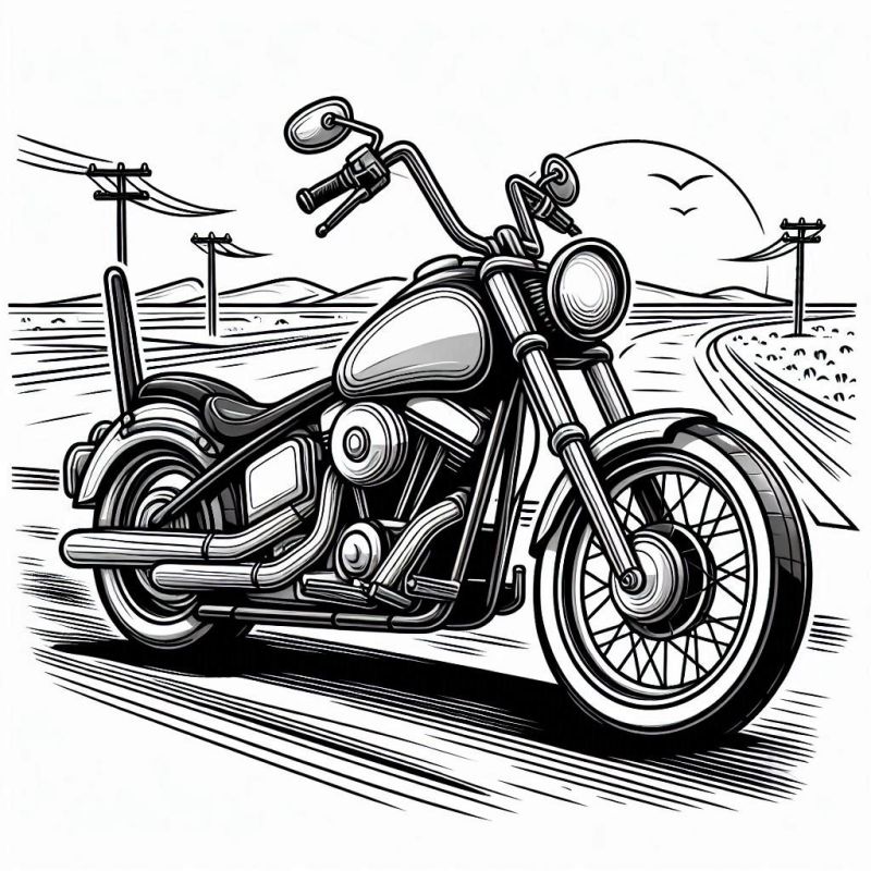 Desenho de Motocicleta Estilizada para Colorir