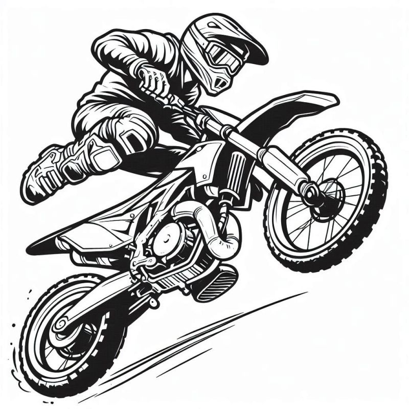 Desenho de Piloto de Motocross no Ar para Colorir