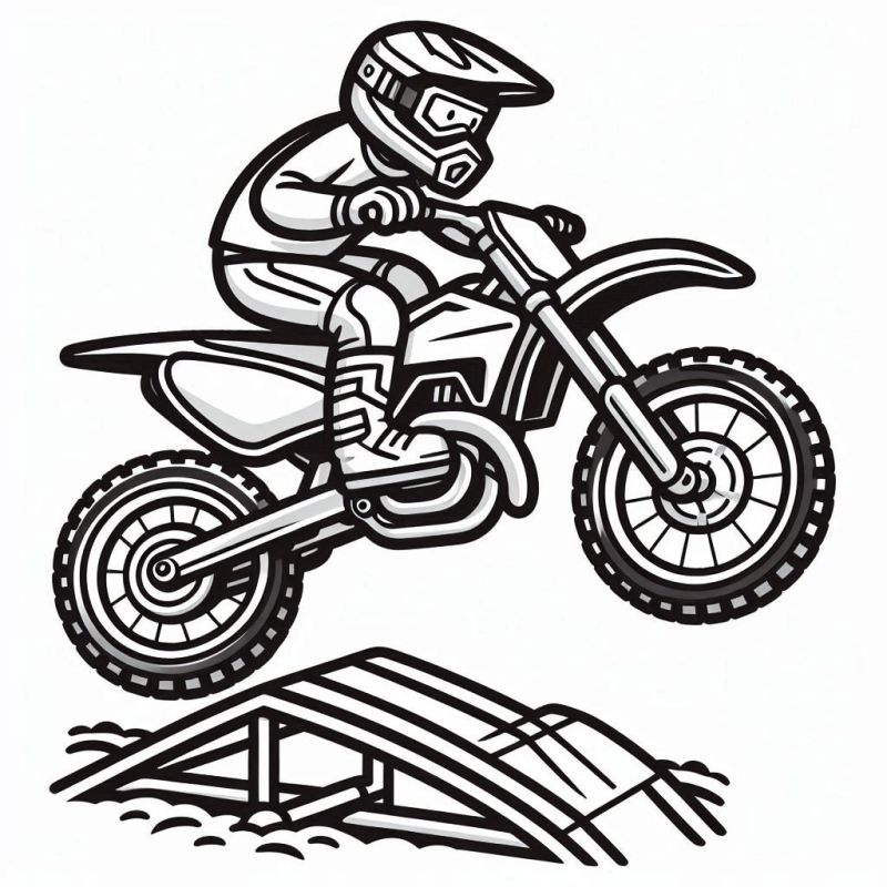 Motociclista em Salto de Motocross – Desenho Para Colorir