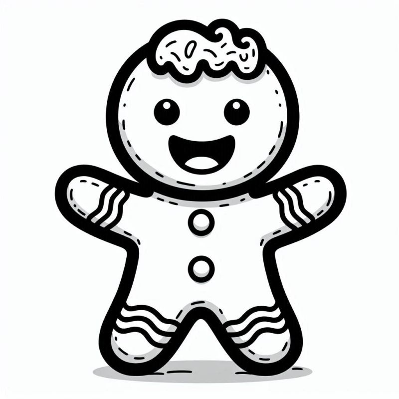 Colorir: Boneco de Gengibre Sorridente de Natal