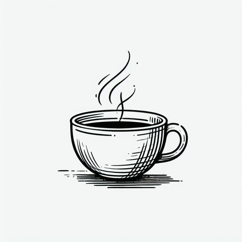 Desenho simples de xícara de café fumegante para colorir