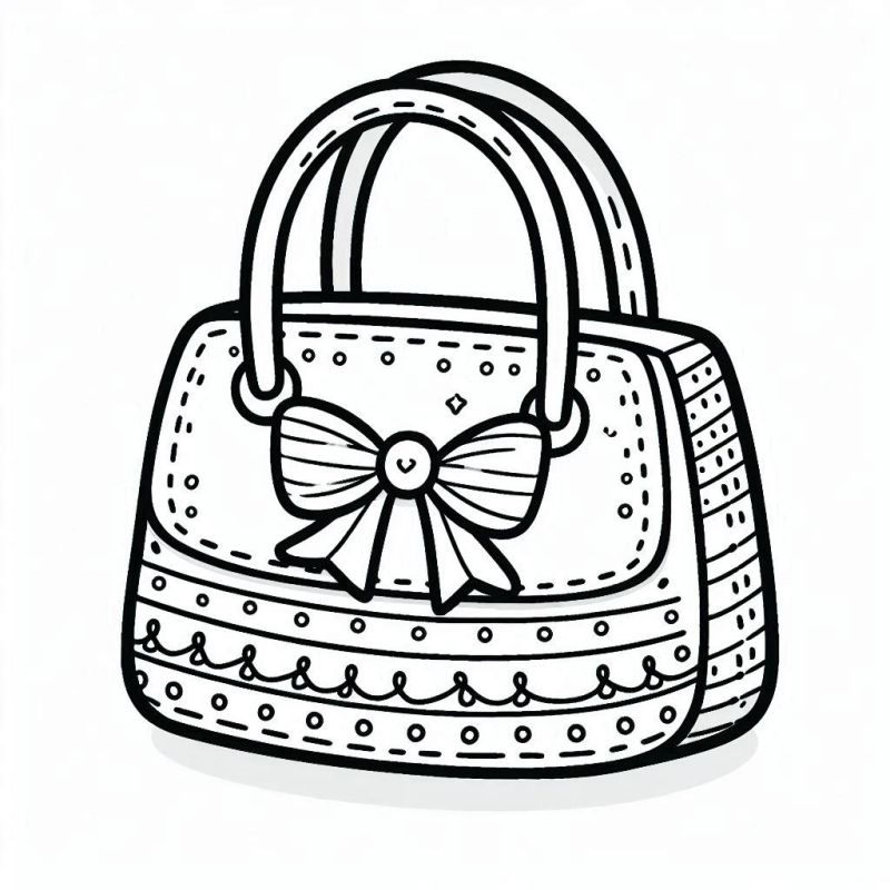 Desenho de bolsa elegante e detalhada para imprimir e colorir