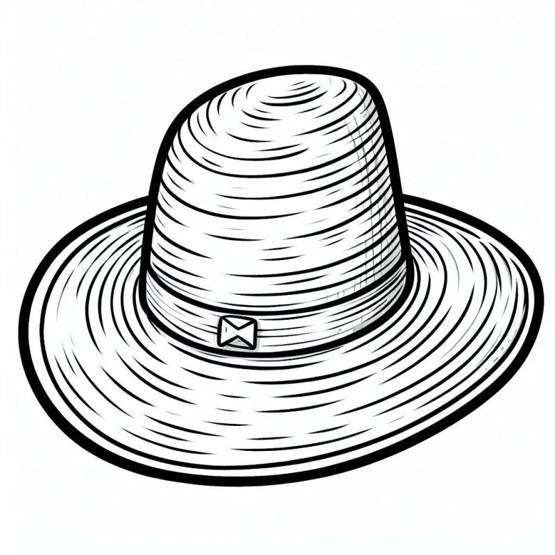 Desenho de chapéu fedora estilo tridimensional para colorir