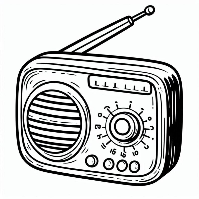 Desenho de Rádio Vintage para Colorir