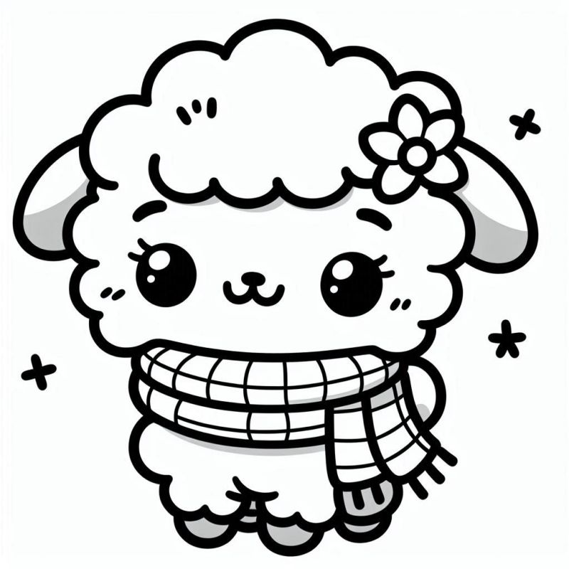 Desenho de Ovelhinha Kawaii para Colorir