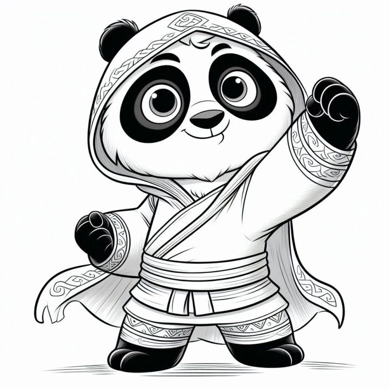 Desenho de Panda Guerreiro para Colorir