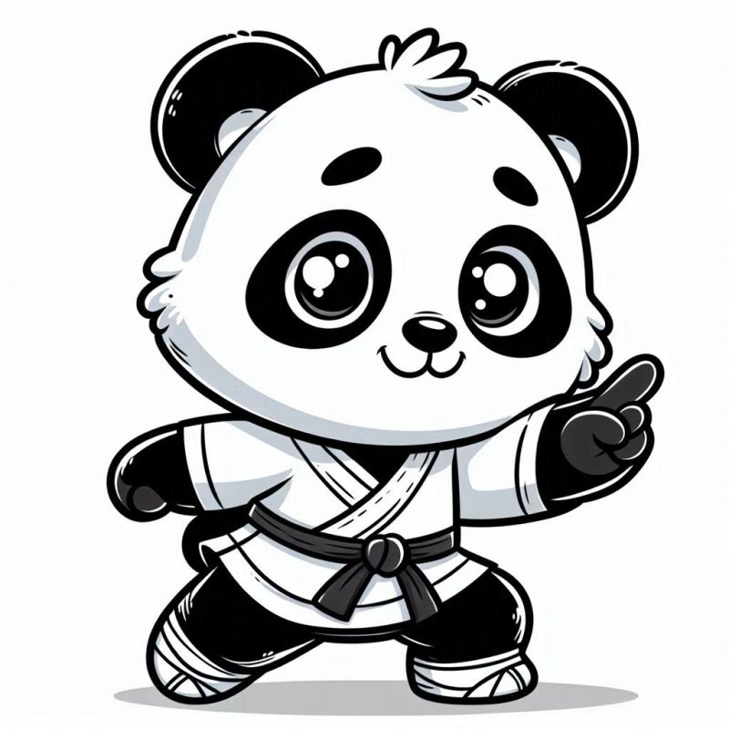 Panda Artista Marcial em Kimono para Colorir