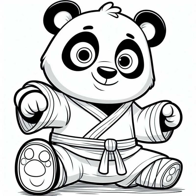 Panda Lutador de Artes Marciais para Colorir