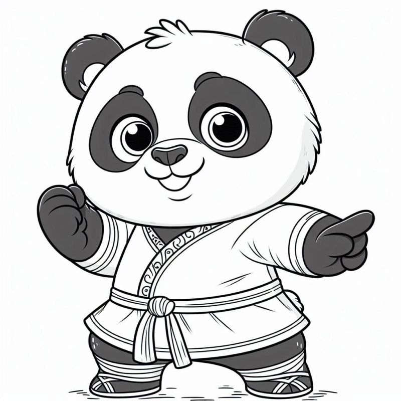 Panda Artista Marcial: Um Desenho para Colorir com Criatividade