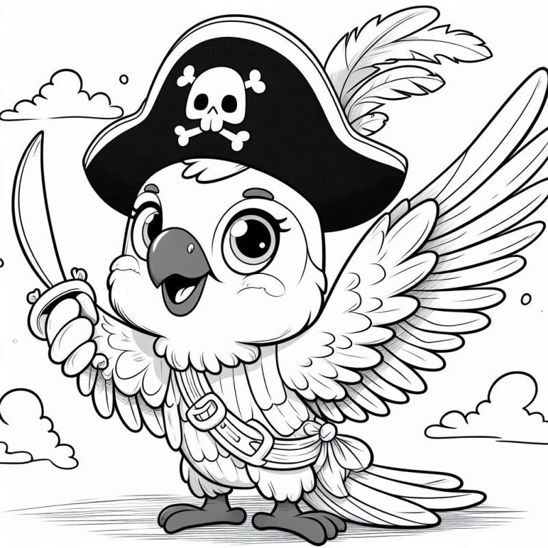 Desenho de Papagaio Pirata para Colorir