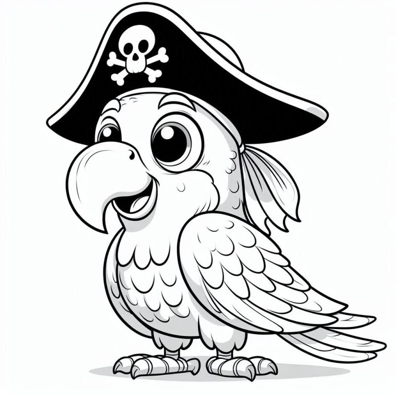 Desenho Adorável de Papagaio Pirata para Colorir