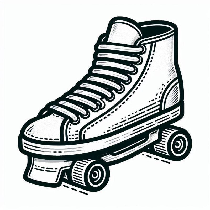 Desenho para Colorir: Patins de Rodinhas Estilo Retrô