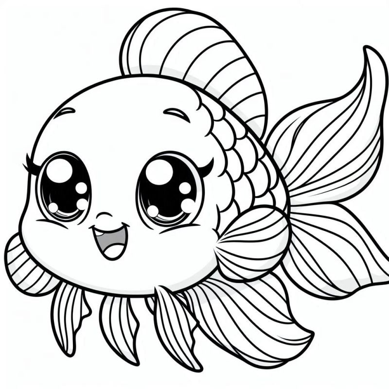 Desenho de peixe com estilo cartunesco para colorir