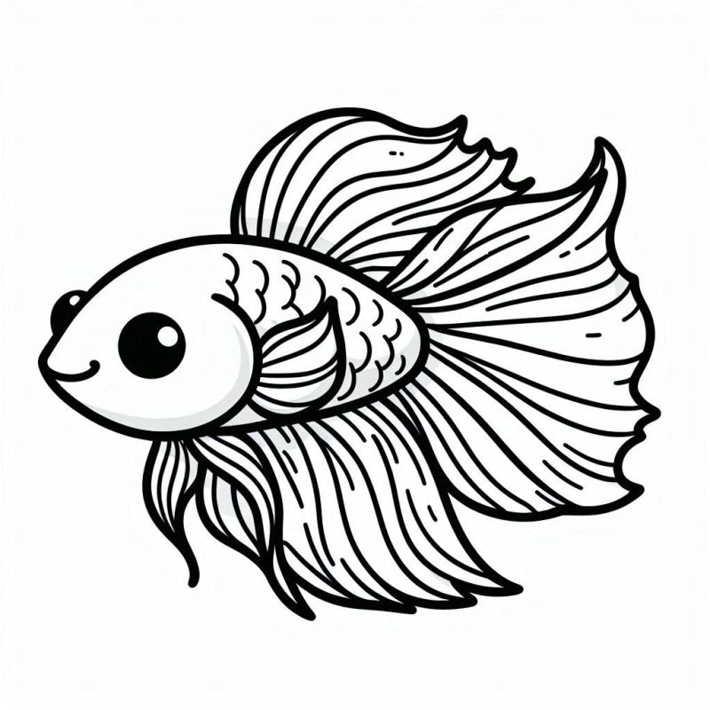 Desenho de Peixe Betta para Colorir