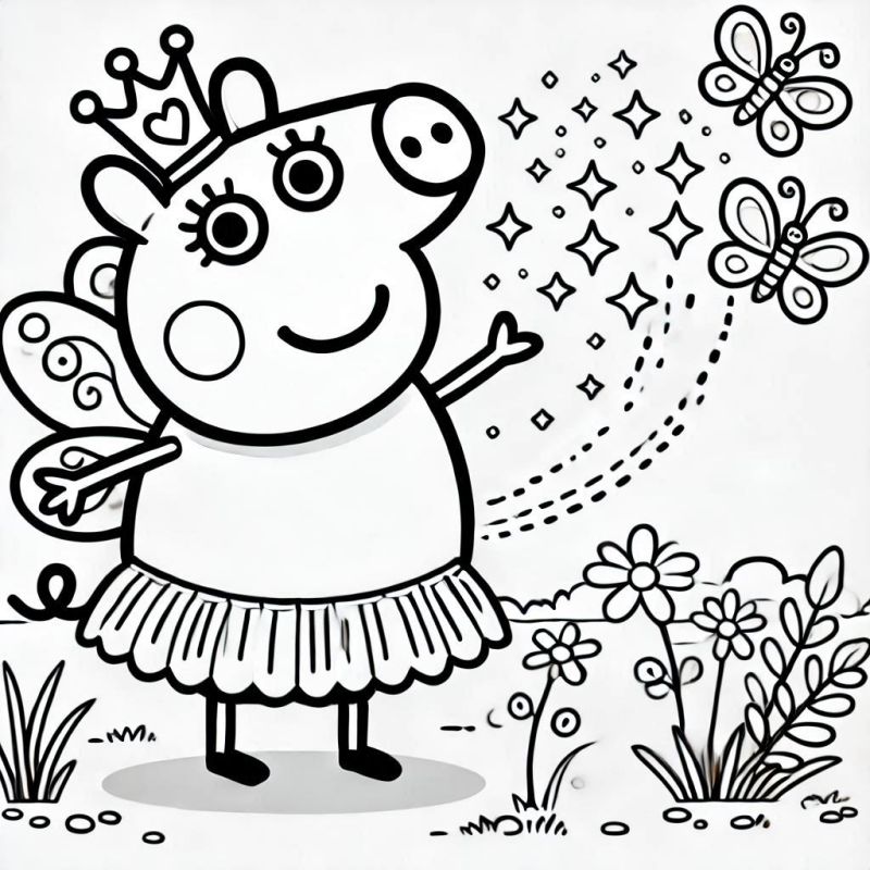 Colorindo a Peppa Princesa Fada no Jardim Mágico