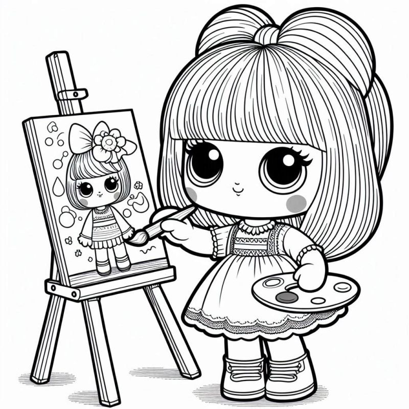 Personagem Infantil com Estilo de Boneca para Colorir