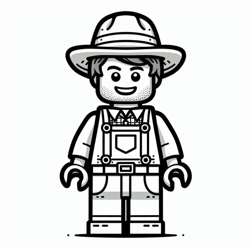 Desenho de personagem de Lego fazendeiro para colorir