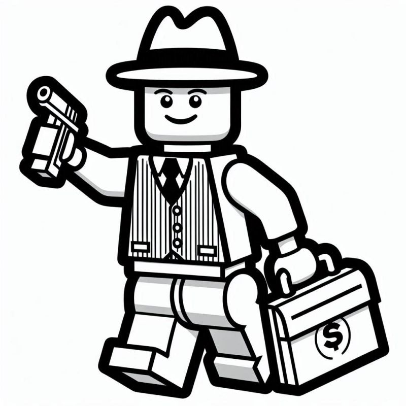 Desenho de Personagem Lego Mafioso para Colorir