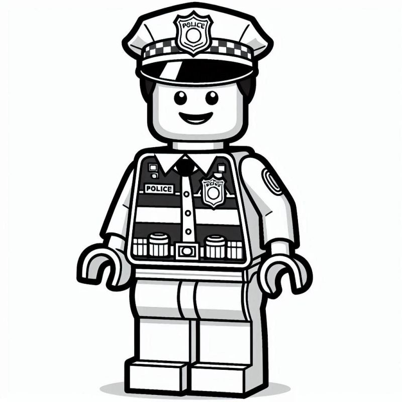 Desenho de Lego Policial para Colorir