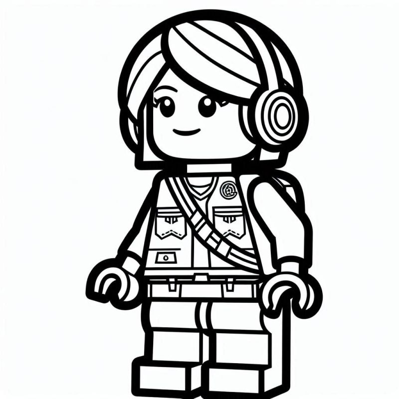 Boneca Lego para Colorir com Fone e Roupa Detalhada