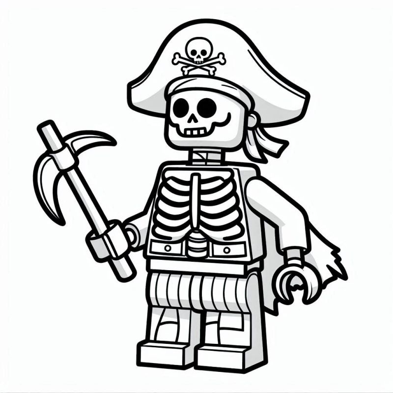 Desenho de pirata esqueleto Lego para colorir