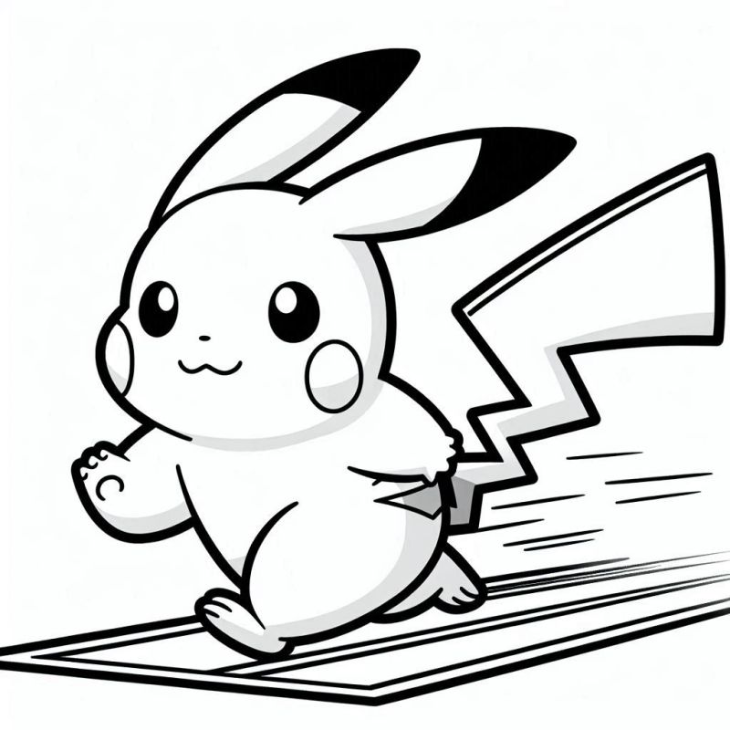 Desenho de Pikachu Correndo para Colorir