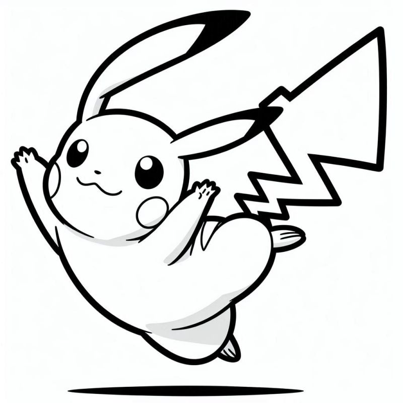 Desenho Dinâmico do Pikachu em Salto para Colorir