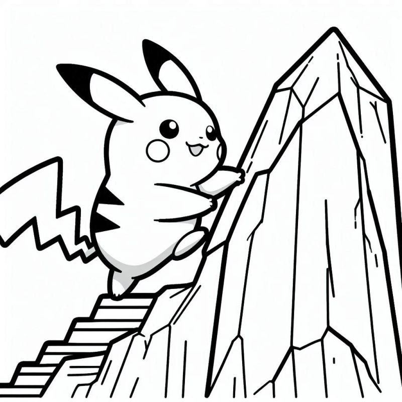 Desenho de Pikachu Subindo Montanha Para Colorir