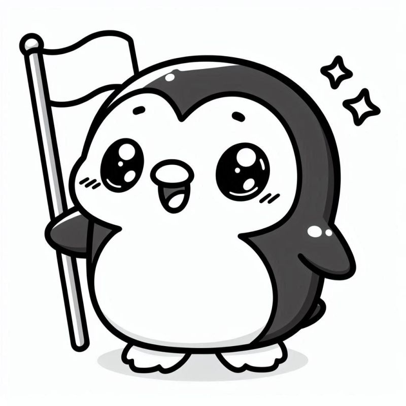 Desenho de adorável pinguim kawaii para colorir