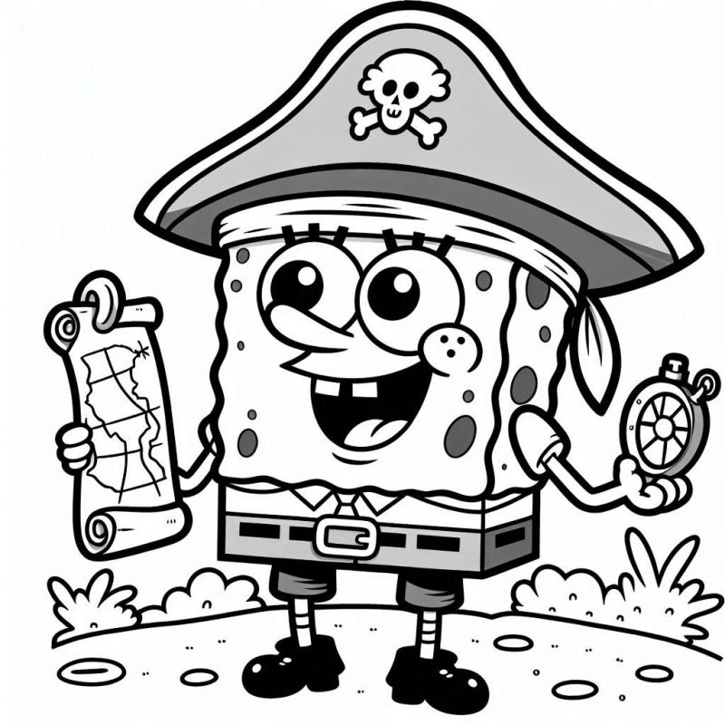 Bob Esponja em Aventura de Pirata: Vamos Colorir!