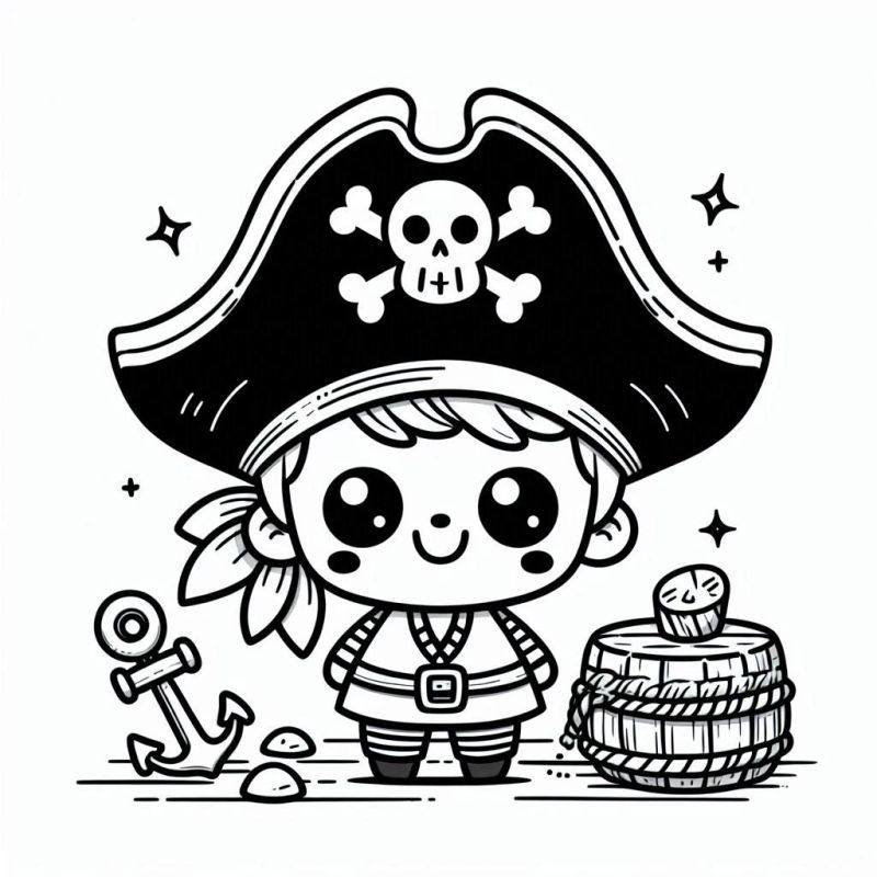 Pirata Cartoon para Colorir - Desenho Divertido