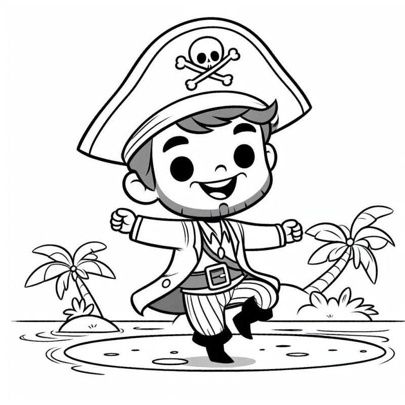 Desenho de Pirata em Estilo Cartoon para Colorir