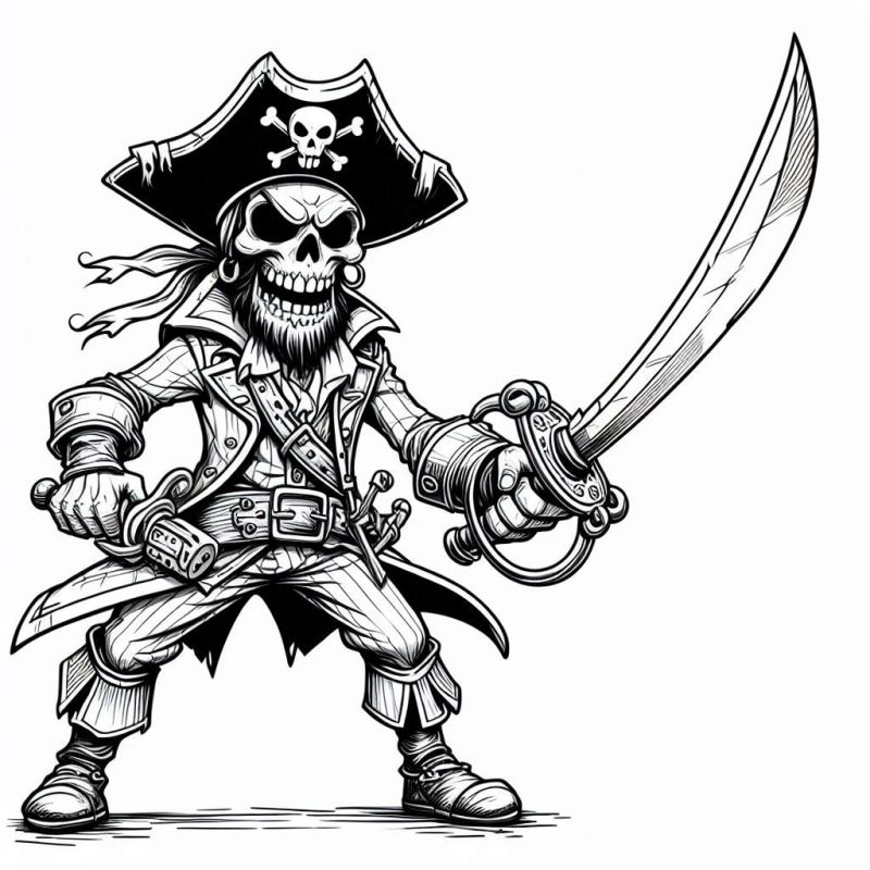 Desenho de pirata ameaçador para colorir