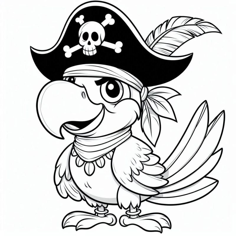 Desenhe e Colora o Papagaio de Pirata Mais Divertido