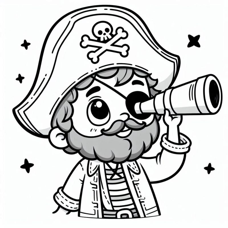 Desenho de Pirata Amigável para Colorir