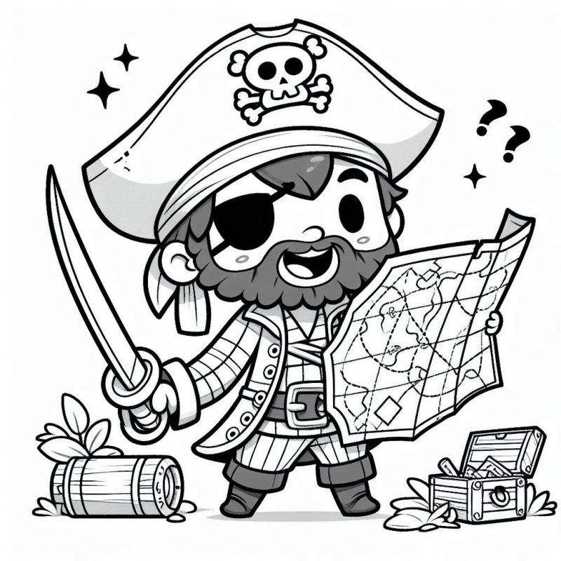 Desenho de Pirata Sorridente para Colorir