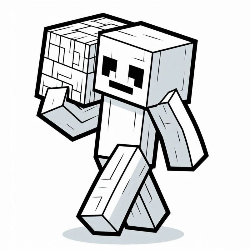 Desenho do Steve Pixelado Minecraft para Colorir