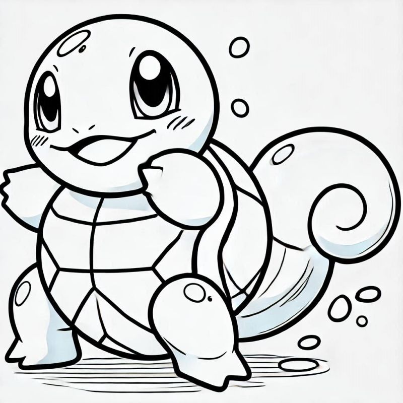 Imagem do Pokémon Squirtle para colorir, estilo simples e alegre