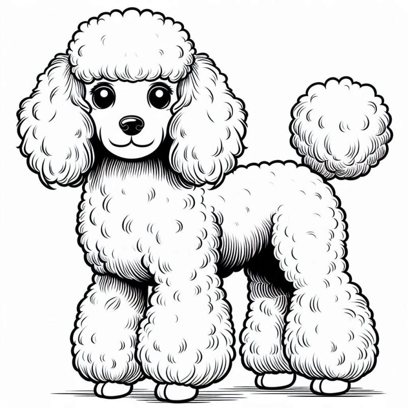 Desenho de Poodle Fofo e Encantador para Colorir