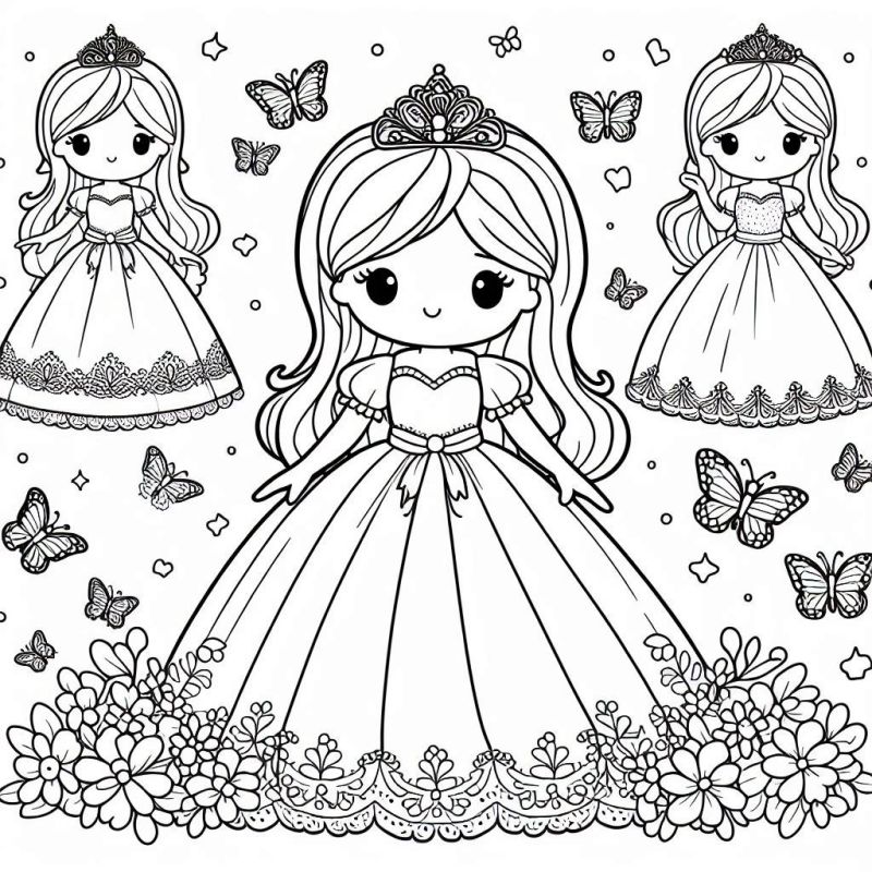 Três Princesas Adoráveis para Colorir