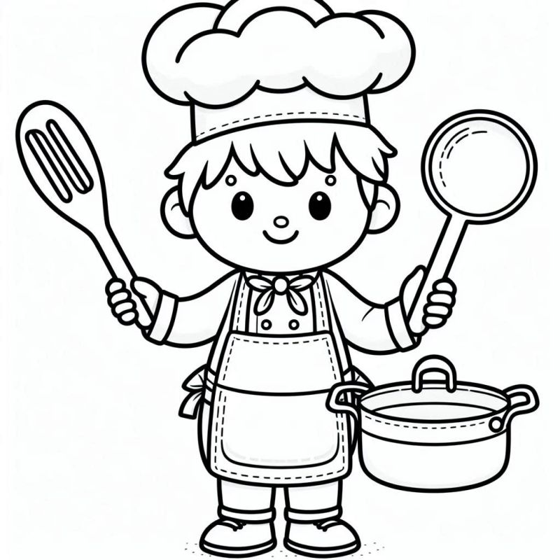 Desenho de Chef de Cozinha para Colorir