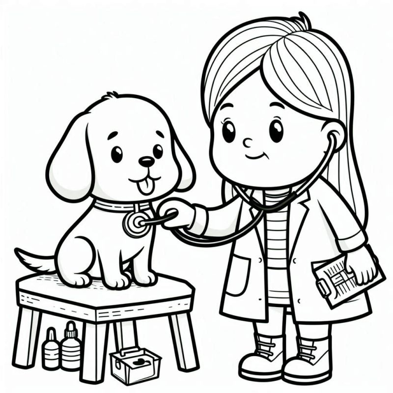 Desenho de Veterinário Infantil para Colorir