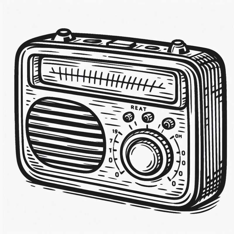 Desenho Detalhado de Rádio Vintage para Colorir