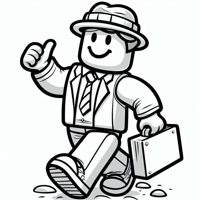 Desenho de Personagem Roblox Clássico para Colorir