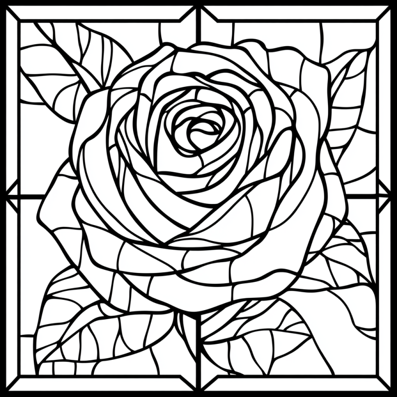 Desenho de Rosa em Mosaico para Colorir