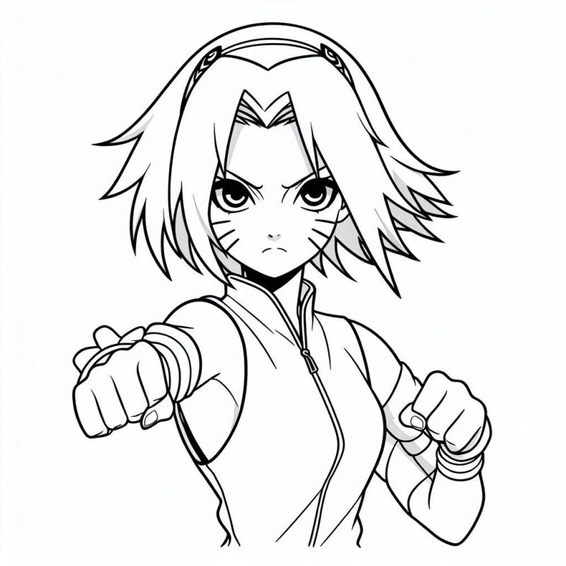 Desenho de Sakura Haruno em Pose Dinâmica